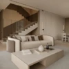 Helani 3 Seater Sofa | Luxury Curved Cream Fabric Statement Sofa - luxury furniture Dubai UAE