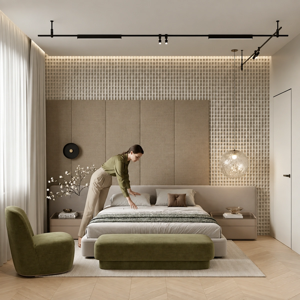 Alessandra Upholstered Bed UAE | Wide Modern Headboard