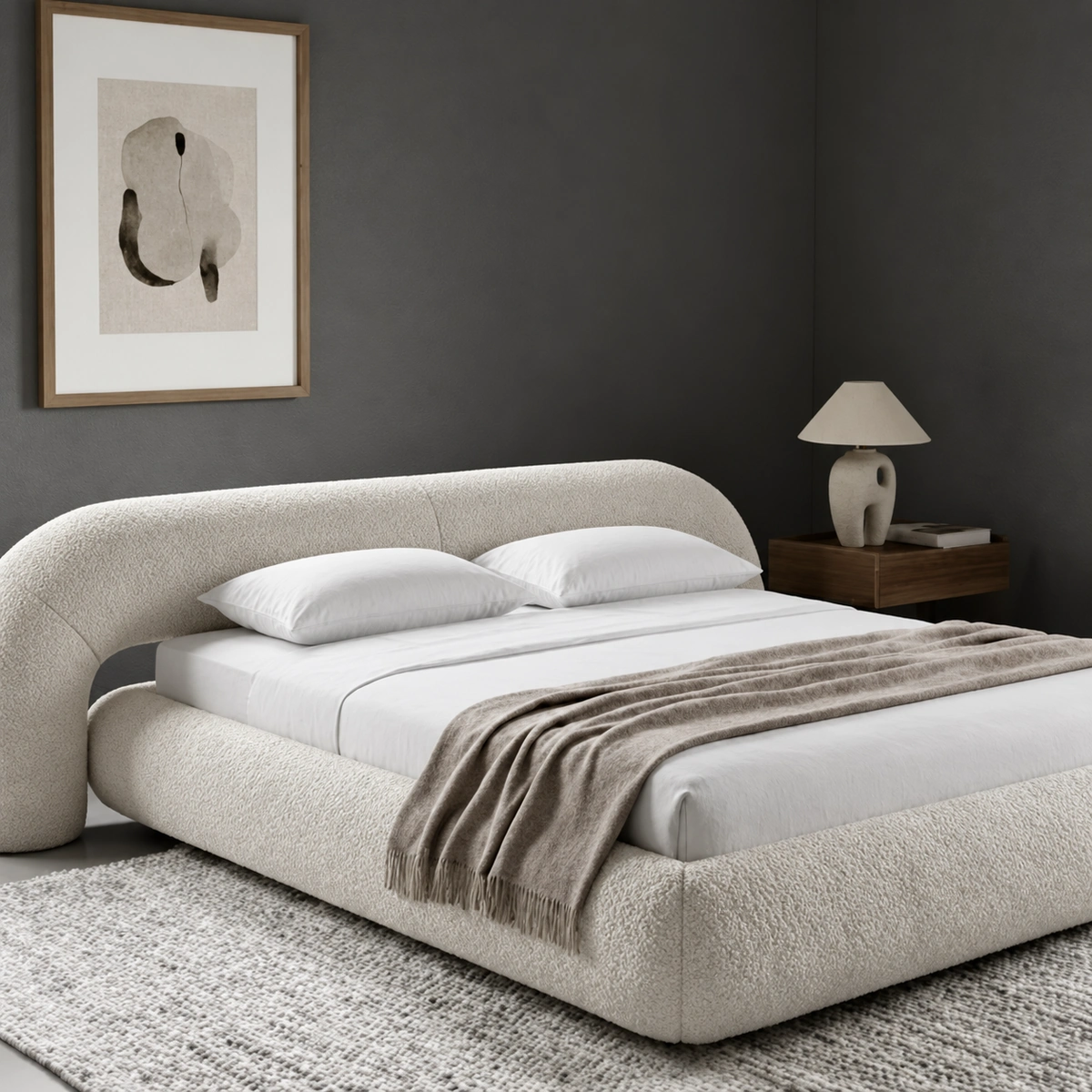 Angelicia Curved Upholstered Platform Bed | Majestic