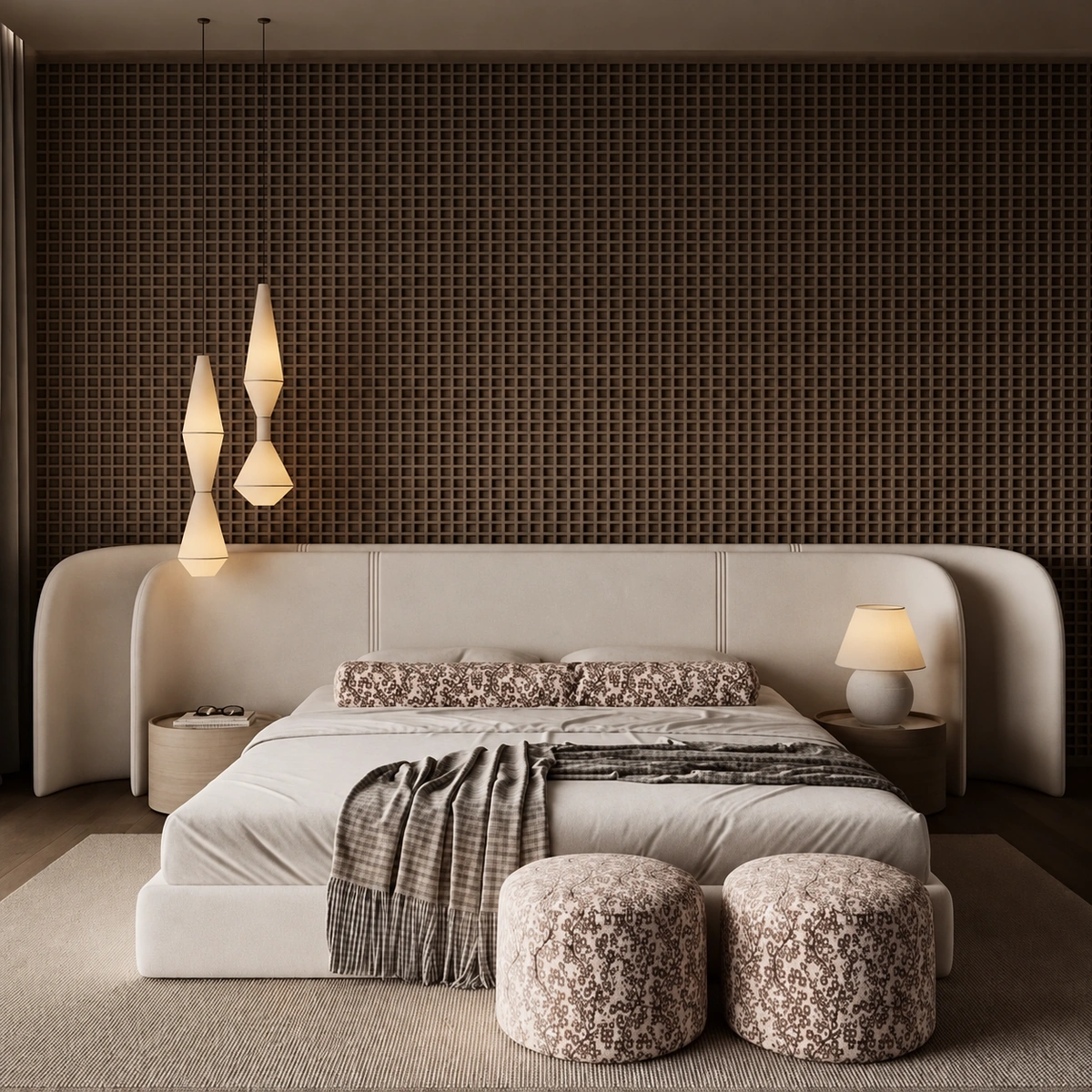 Arianna Bed | Layered Wraparound Upholstered Headboard