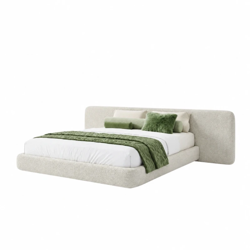 Carlotta Upholstered Bed UAE | Textured Rounded Style