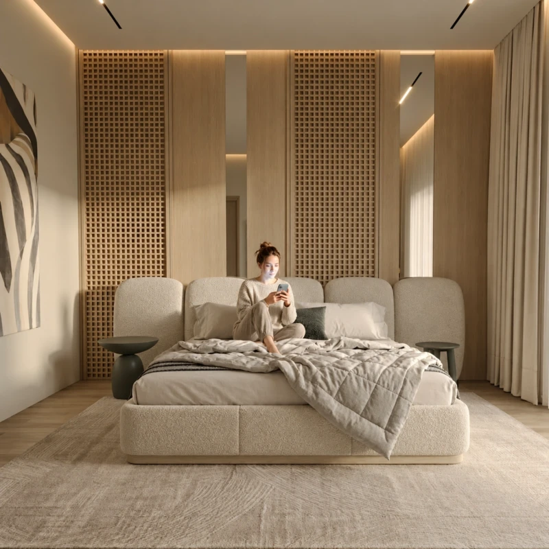 Clarissa Upholstered Bed with Rounded Panel Headboard