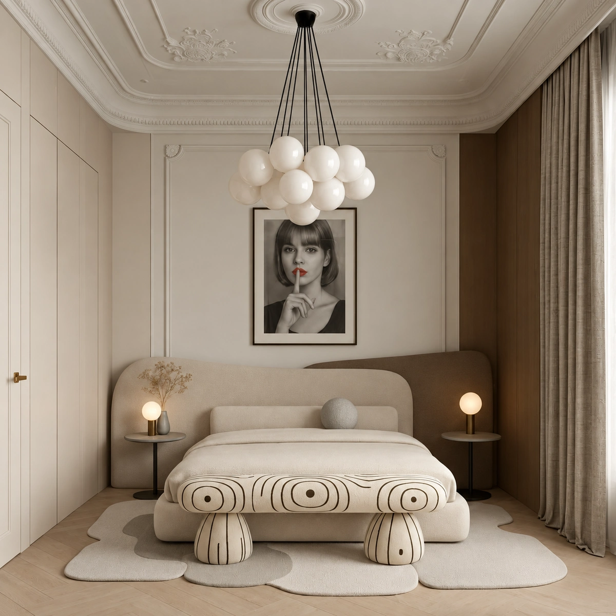 Donatella Upholstered Bed UAE | Layered Curved Design