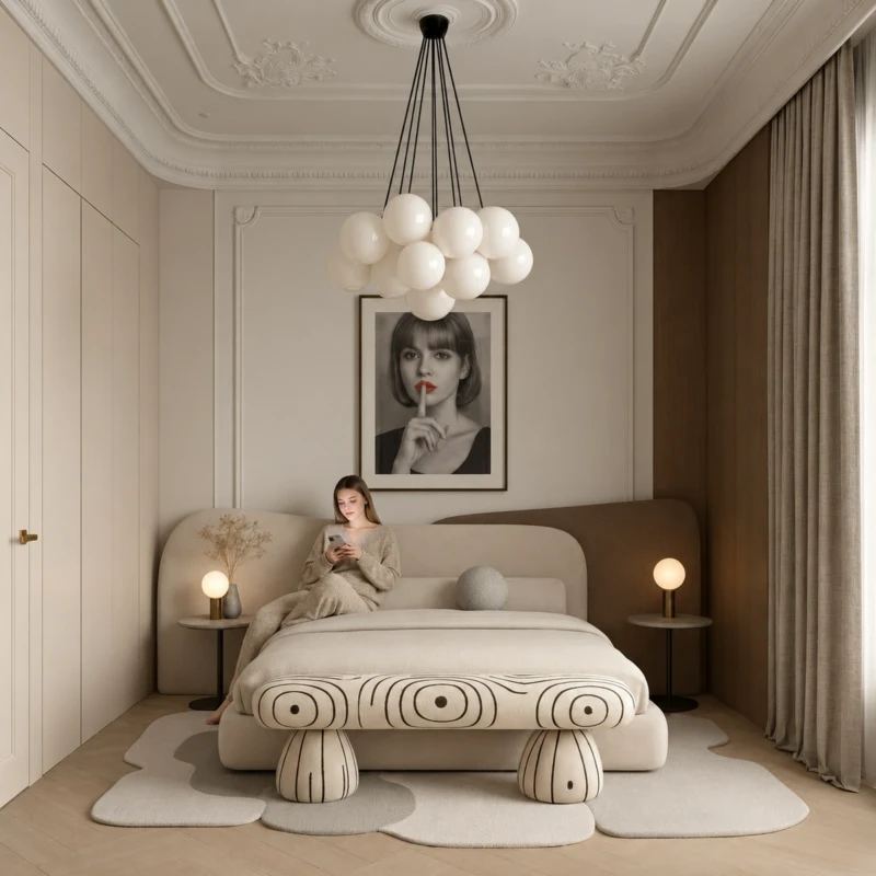 Donatella Upholstered Bed UAE | Layered Curved Design