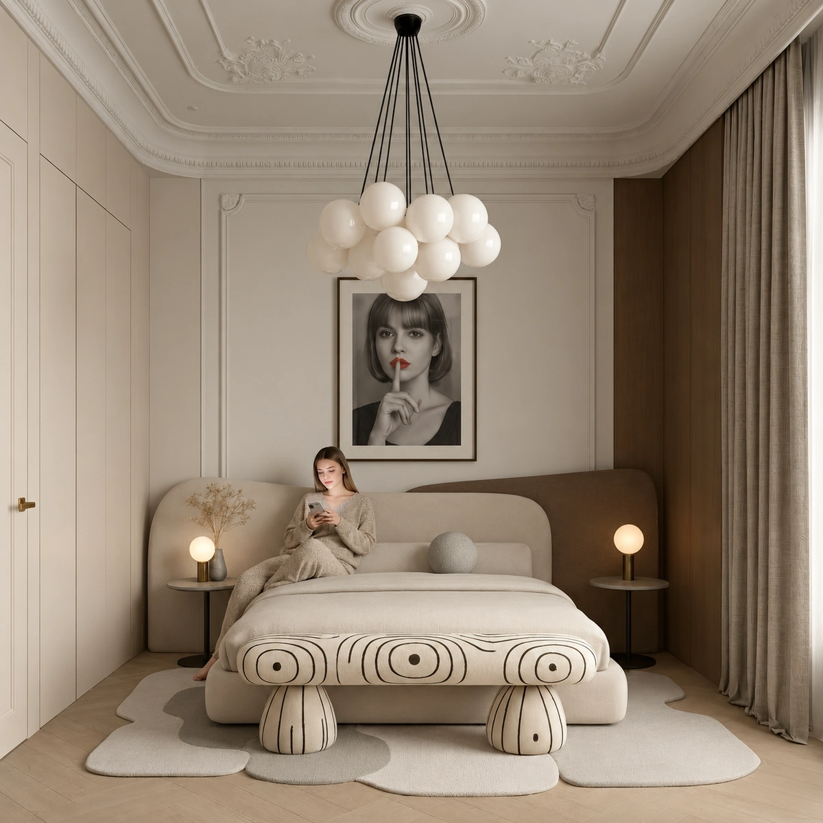 Donatella Upholstered Bed UAE | Layered Curved Design