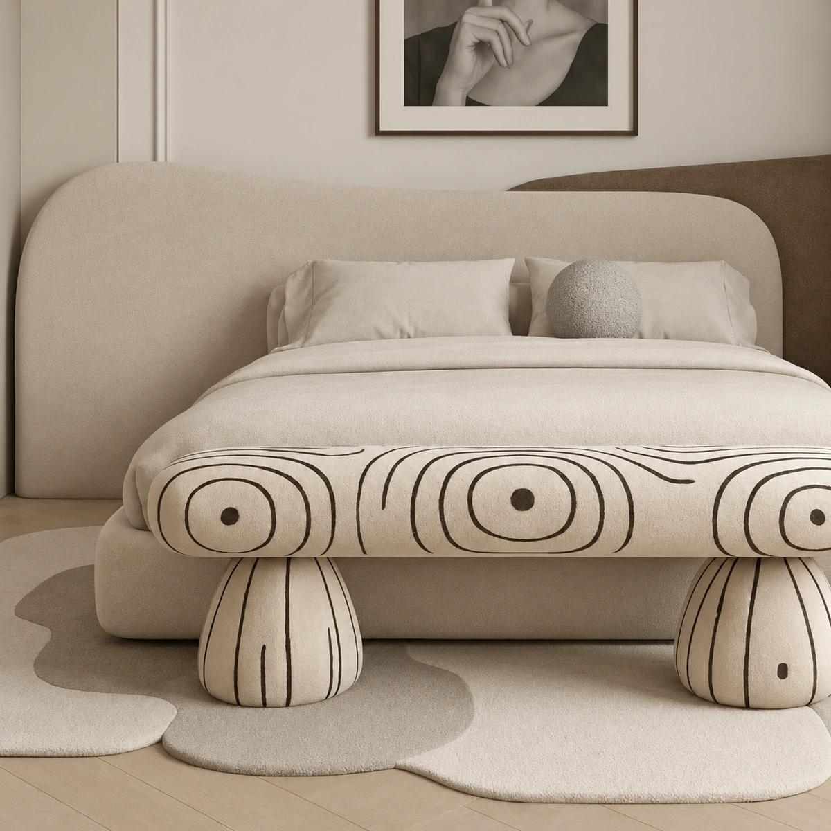 Donatella Upholstered Bed UAE | Layered Curved Design