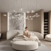 Elena Bed | Wide Curved Headboard and Upholstered Base