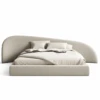 Elena Bed | Wide Curved Headboard and Upholstered Base