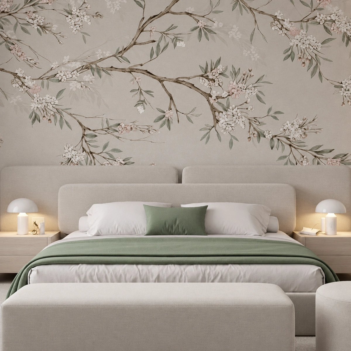 Francesca Upholstered Bed UAE | Soft Neutral Bedroom