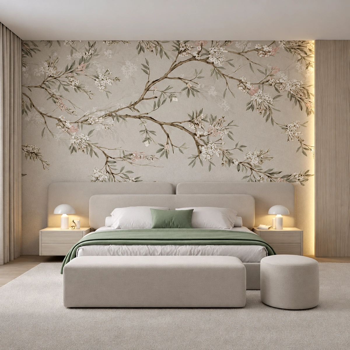 Francesca Upholstered Bed UAE | Soft Neutral Bedroom