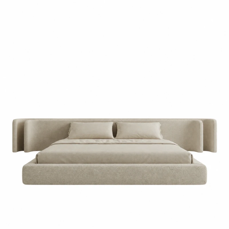 Karena Upholstered Bed UAE | Rounded Neutral Design