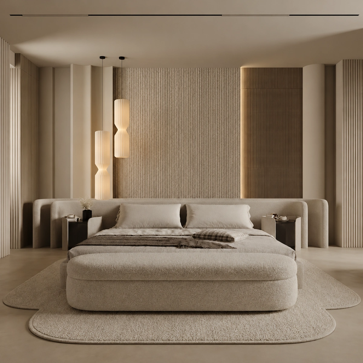 Karena Upholstered Bed UAE | Rounded Neutral Design