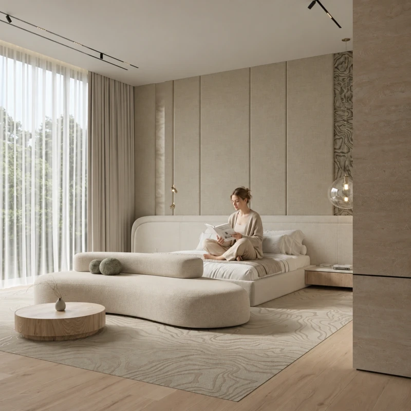Natalia Upholstered Bed UAE | Rounded Headboard Design