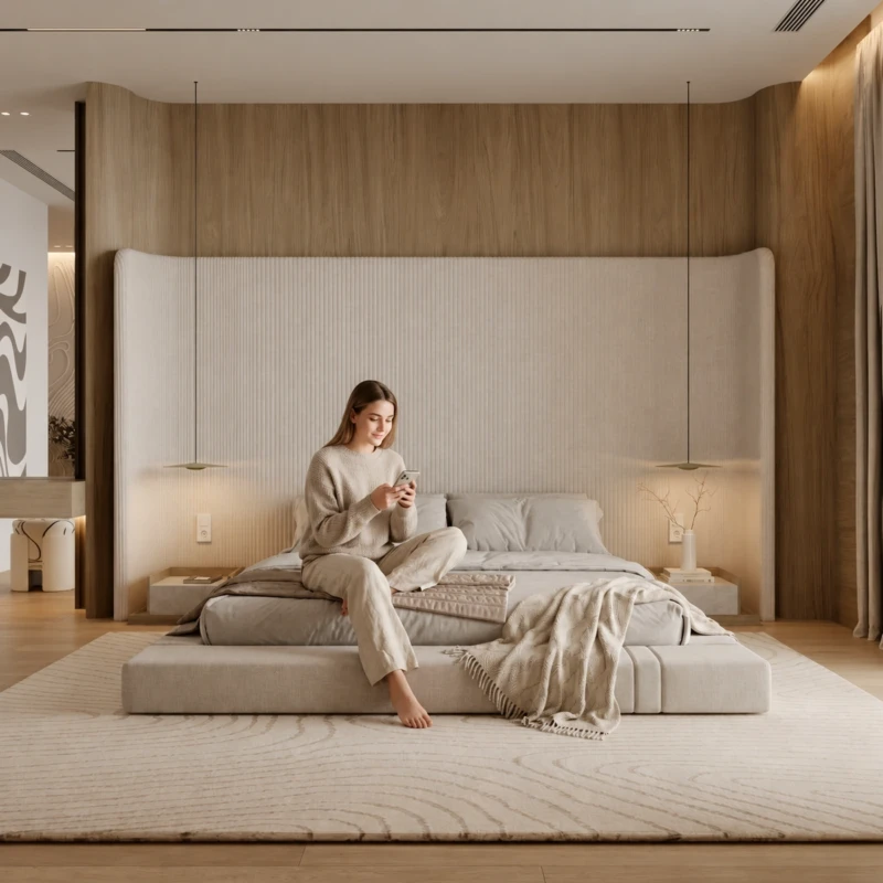 Noelia Upholstered Bed with Tall Headboard | Majestic