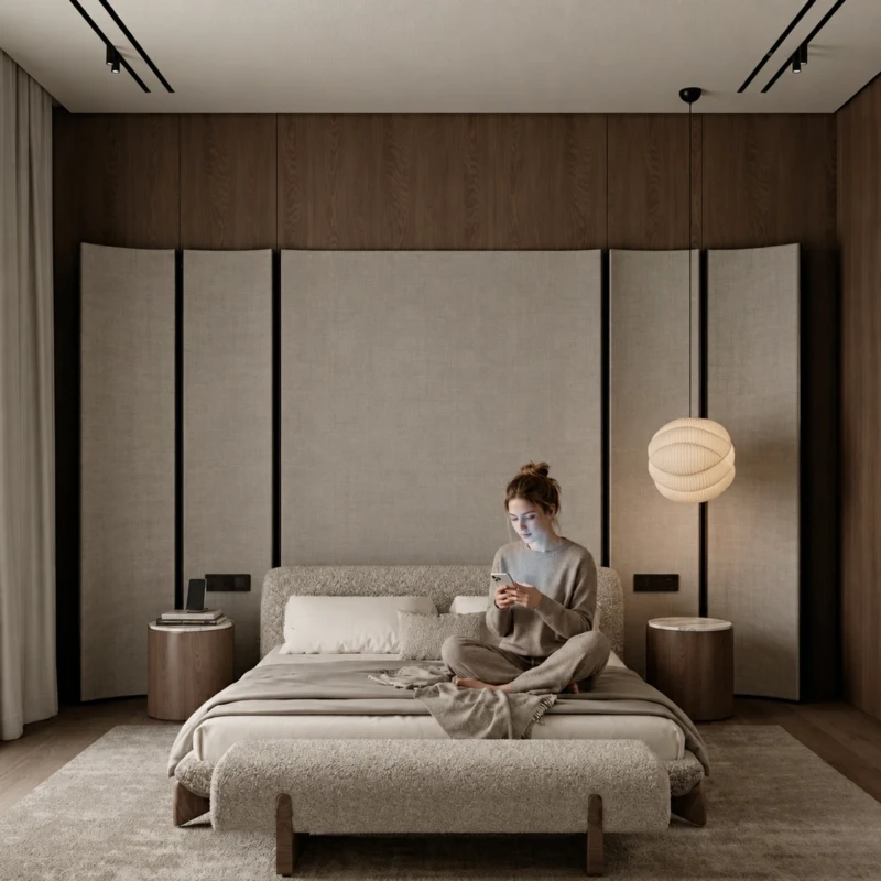 Salome Textured Upholstered Bedroom Bed | Majestic Home