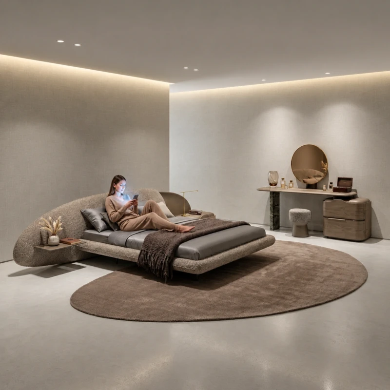 Tatiana Upholstered Bed UAE | Sculptural Curved Design