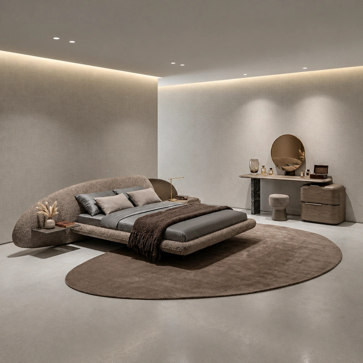Tatiana Upholstered Bed UAE | Sculptural Curved Design