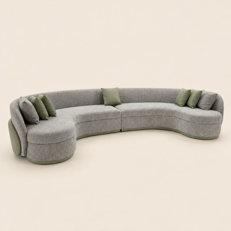 Olivia Curved Sofa Set with Chair | Modern 2-Piece Luxury Sofa Set for Living Room