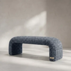 Camila Bed Bench UAE | Luxury Blue Textured Seating