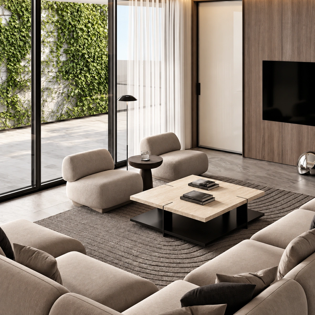 Luvita Coffee Table – Travertine & Wood | Modern Design