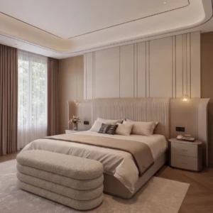 Buy Marina Bed Bench UAE | Luxury Textured Beige Seating 2026