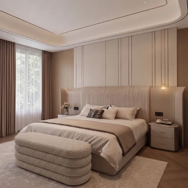 Buy Marina Bed Bench UAE | Luxury Textured Beige Seating 2026
