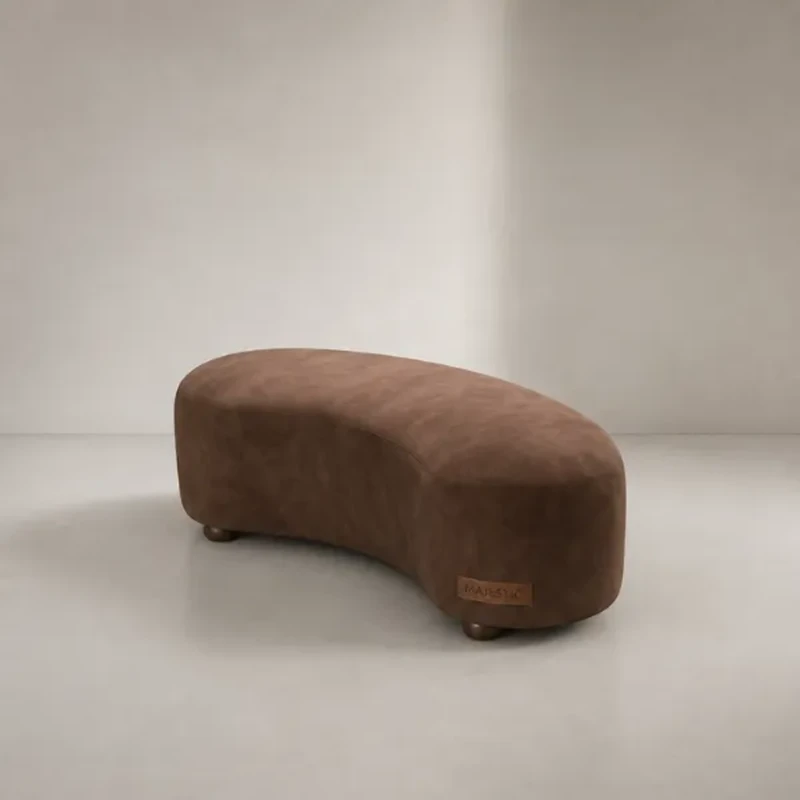 Milano Brown Curved Bed Bench | Majestic Home UAE