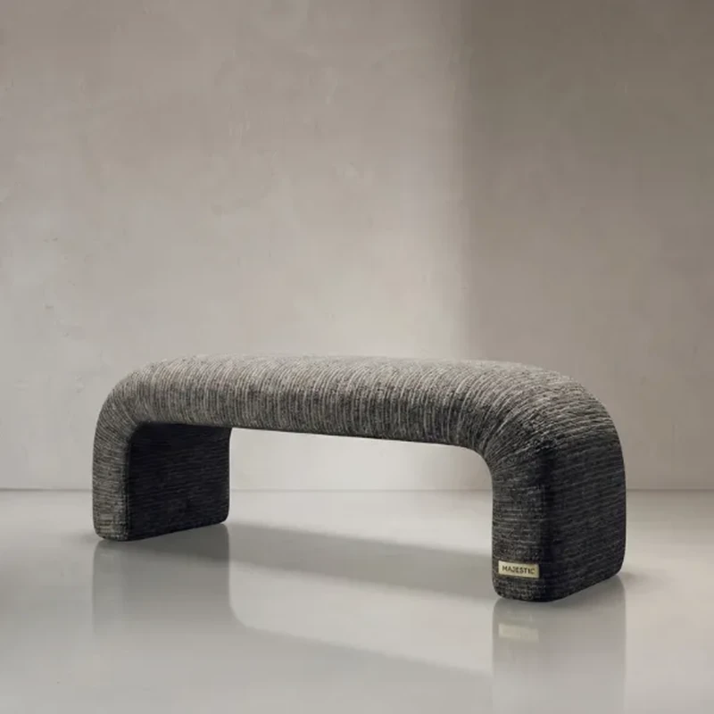 Vittoria Grey Boucle Bed Bench | Majestic Home UAE