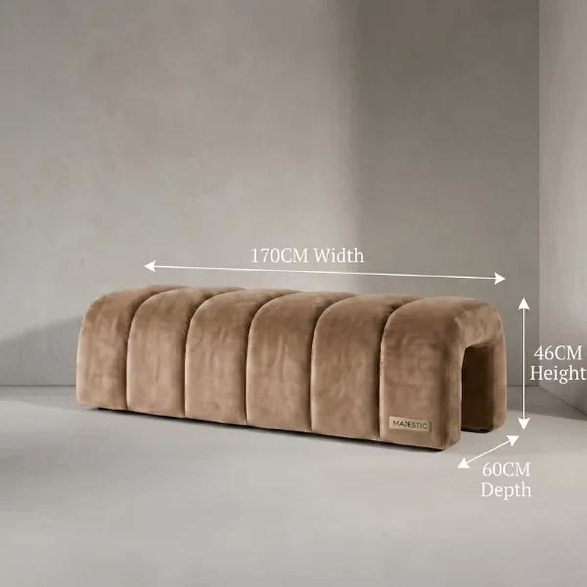 Zelina Beige Velvet Bed Bench | Majestic Home UAE