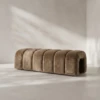 Zelina Beige Velvet Bed Bench | Majestic Home UAE