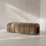 Zelina Beige Velvet Bed Bench
