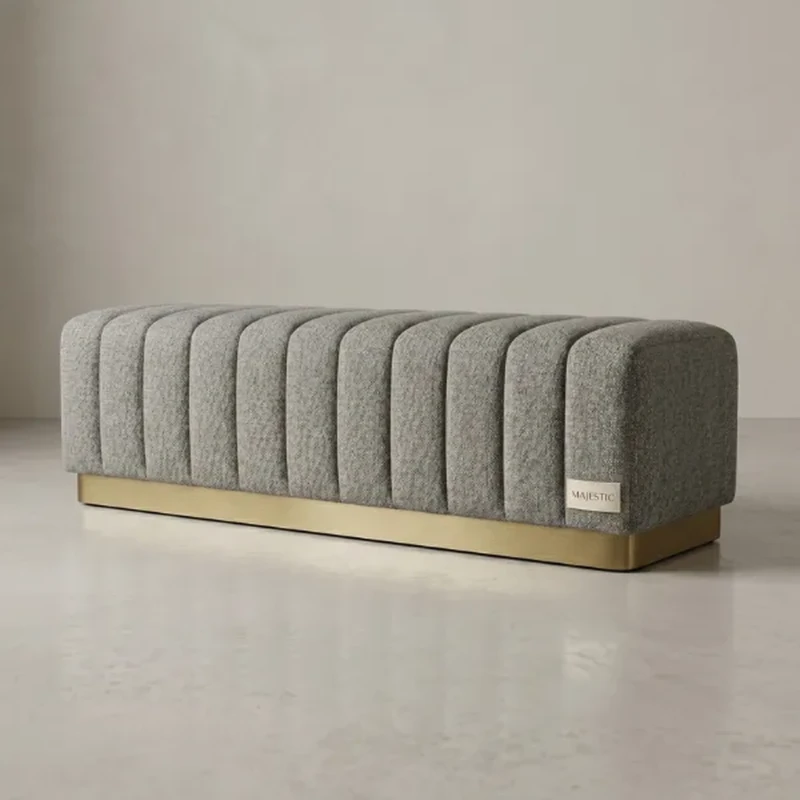 Zona Modern White & Gold Bed Bench | Majestic Home UAE