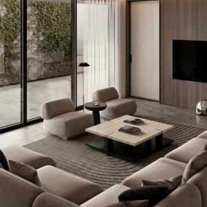 Luvita Coffee Table – Travertine & Wood | Modern Design