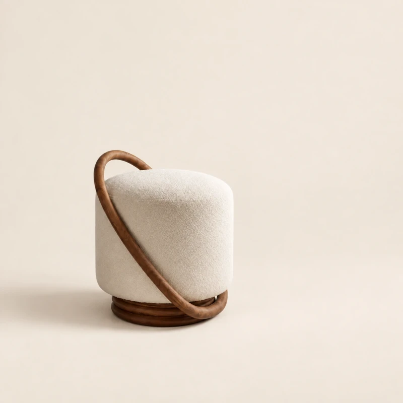 Carolina Boucle Pouf Ottoman | Majestic Home UAE