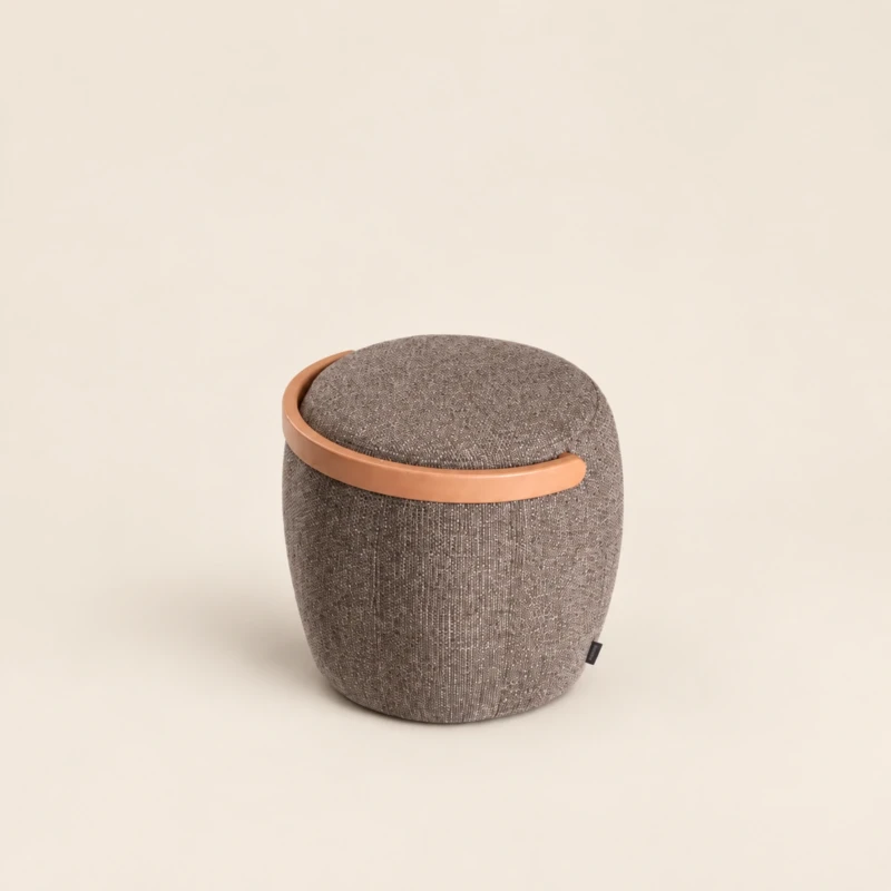 Lidia Wood Handle Ottoman | Majestic Home UAE