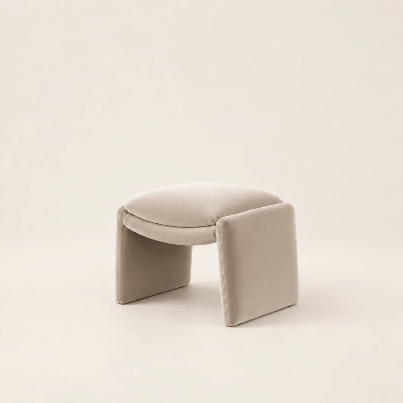 Lisa Beige Boucle Ottoman | Majestic Home UAE