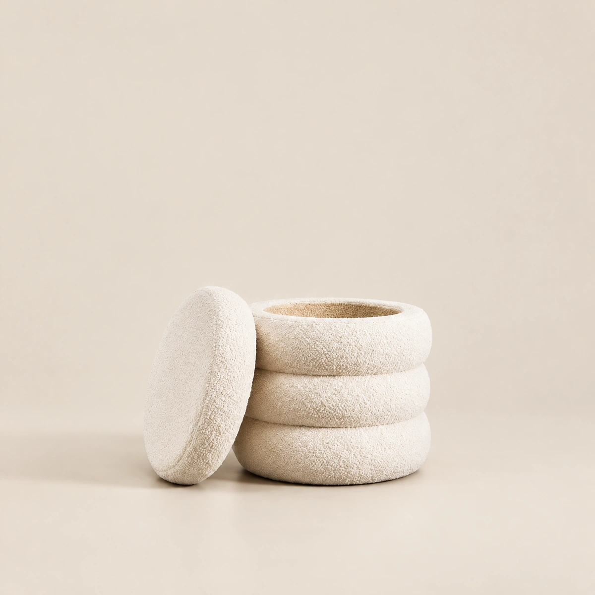 Zena Beige Storage Ottoman