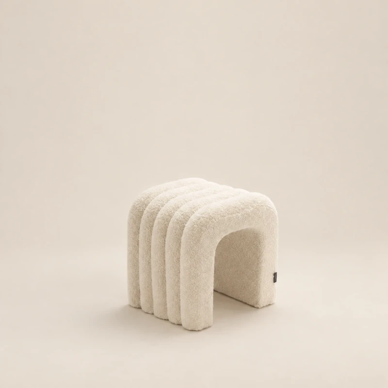 Ana Ottoman – Sculptural Arch Boucle Accent Seat 2026 Luxury