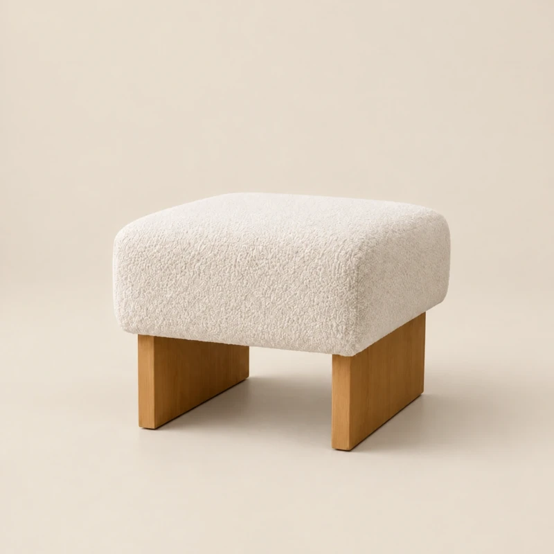 Nuvola Beige Square Ottoman | Majestic Home UAE