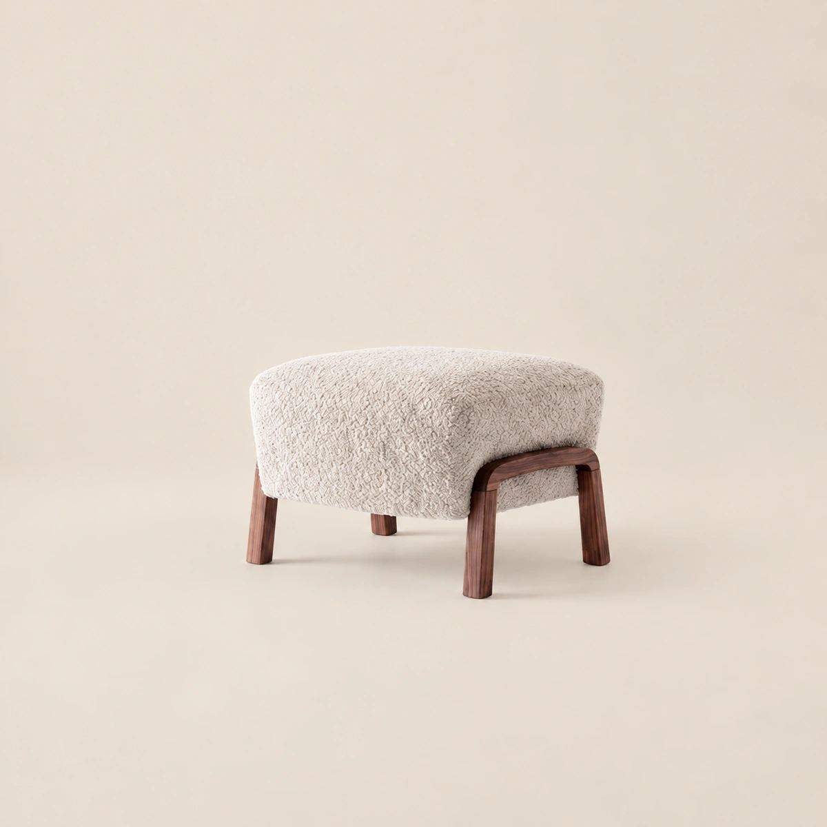Lino Beige Boucle Ottoman