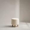 Aligna Ottoman – Cozy Boucle Pouf with Wood Legs