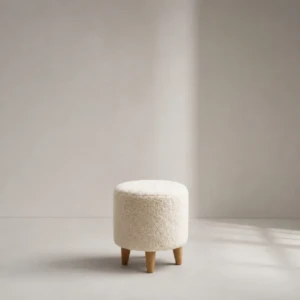 Aligna Ottoman – Cozy Boucle Pouf with Wood Legs
