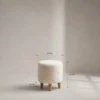 Aligna Ottoman – Cozy Boucle Pouf with Wood Legs