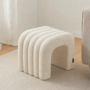 Ana Ottoman – Sculptural Arch Boucle Accent Seat