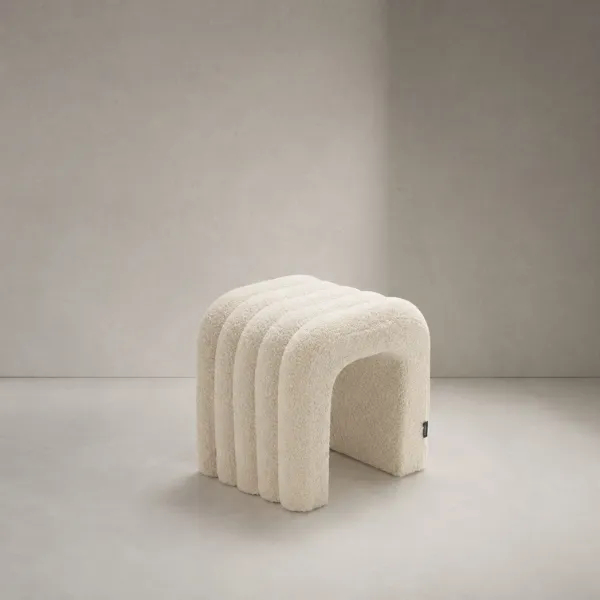 Ana Ottoman – Sculptural Arch Boucle Accent Seat