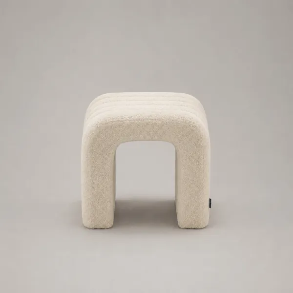 Ana Ottoman – Sculptural Arch Boucle Accent Seat
