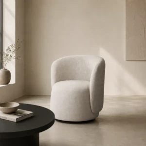 Belona Armchair – Modern Curved Boucle Accent Chair | Majestic Home