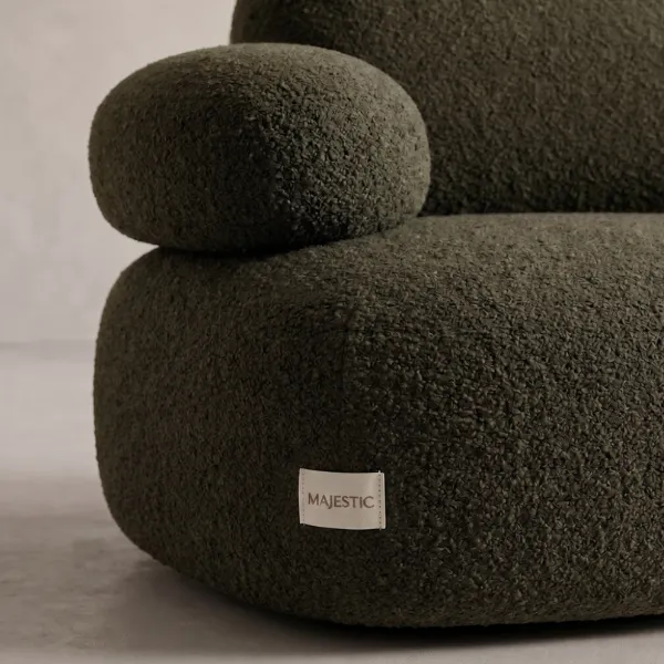 Nodern green boucle arm chair