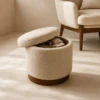 Cardo Ottoman | Boucle Storage Ottoman with Wood Base