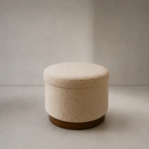 Cardo Ottoman | Boucle Storage Ottoman with Wood Base